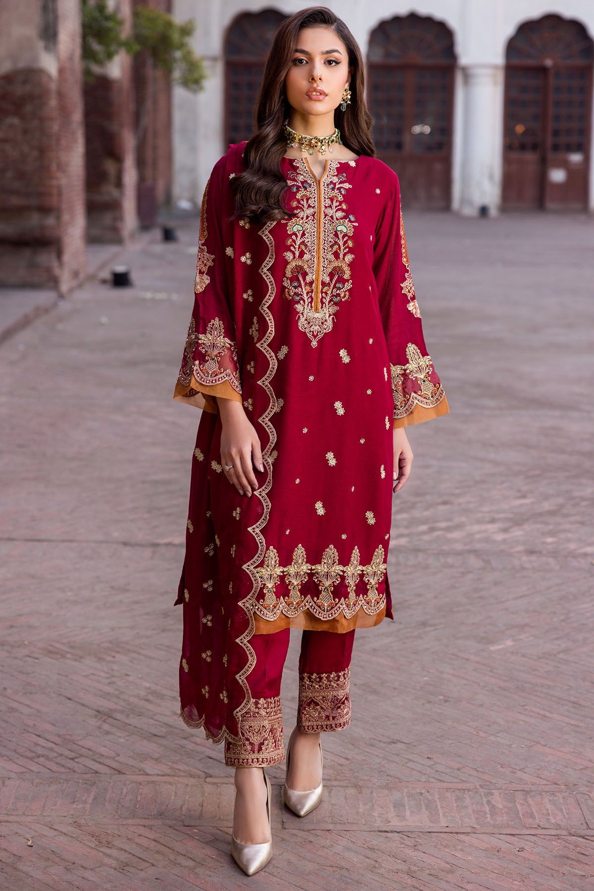 3377-Ethnic Embroidered Cotton Net Stitched Motifz 3377-Ethnic Embroidered Cotton Net Stitched Motifz