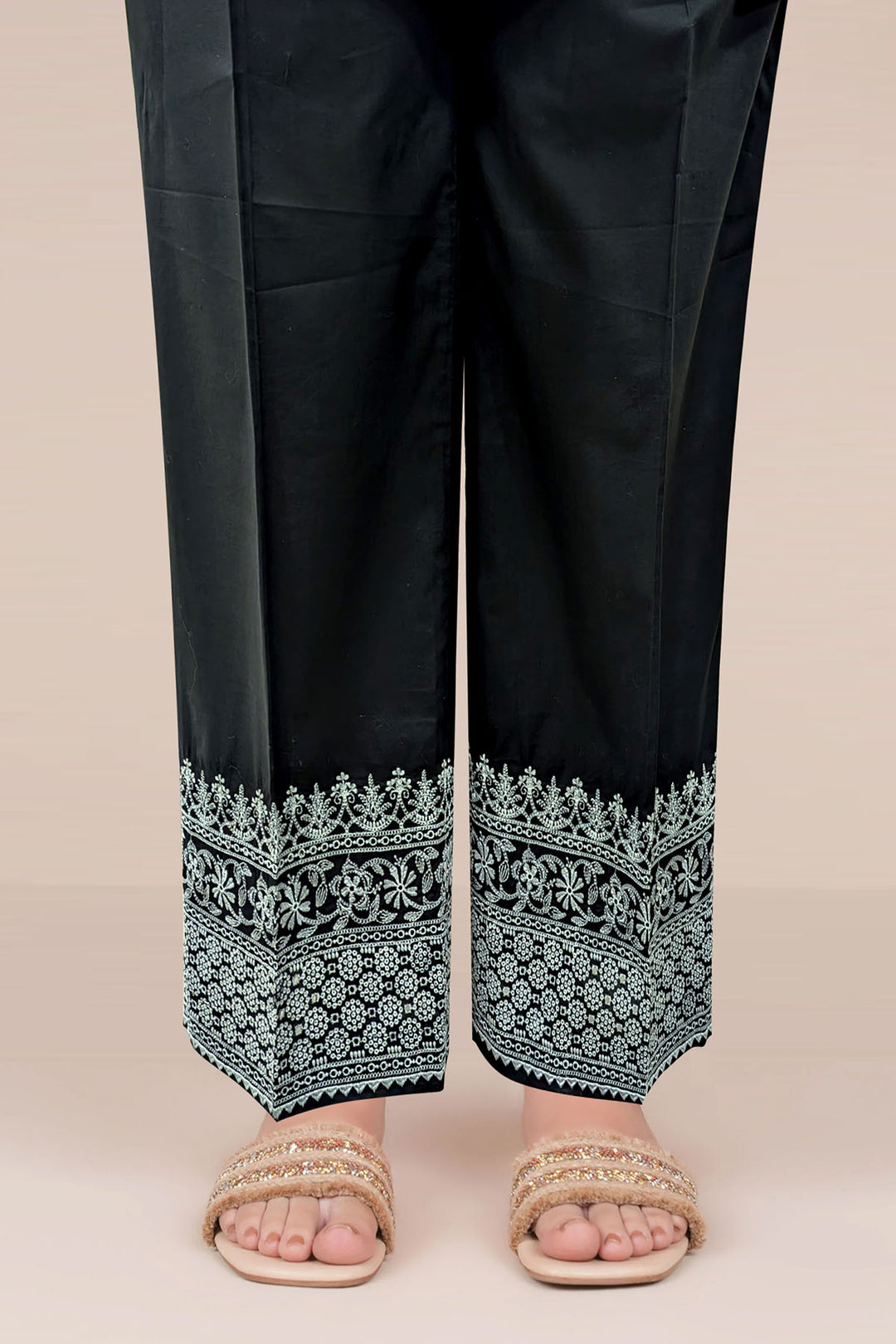 3681-BLACK EMBROIDERED COTTON STITCHED