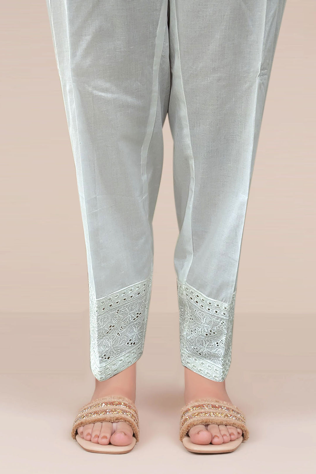4027-WHITE EMBROIDERED COTTON STITCHED