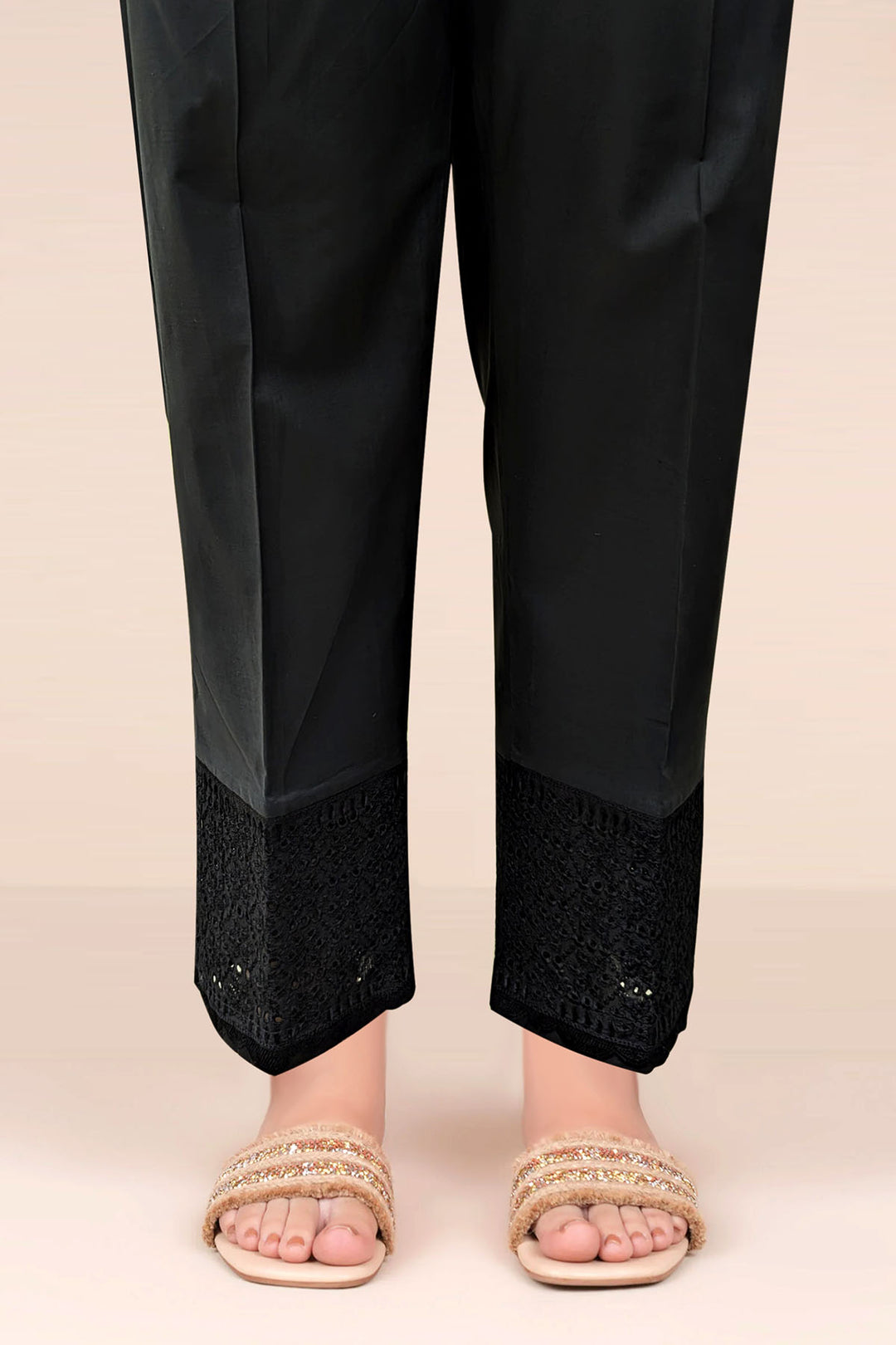 4028-BLACK EMBROIDERED COTTON STITCHED