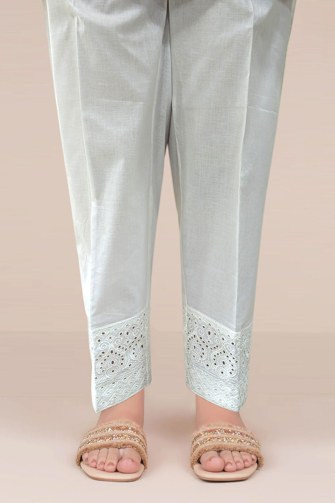 4029-WHITE EMBROIDERED COTTON STITCHED