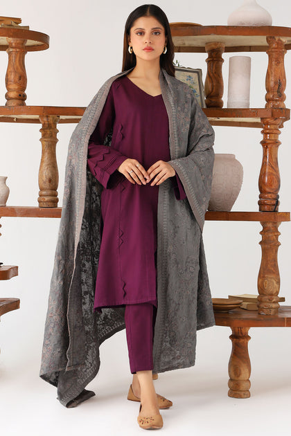 4218-Kari Embroidered Wool Shawl Unstitched – Motifz