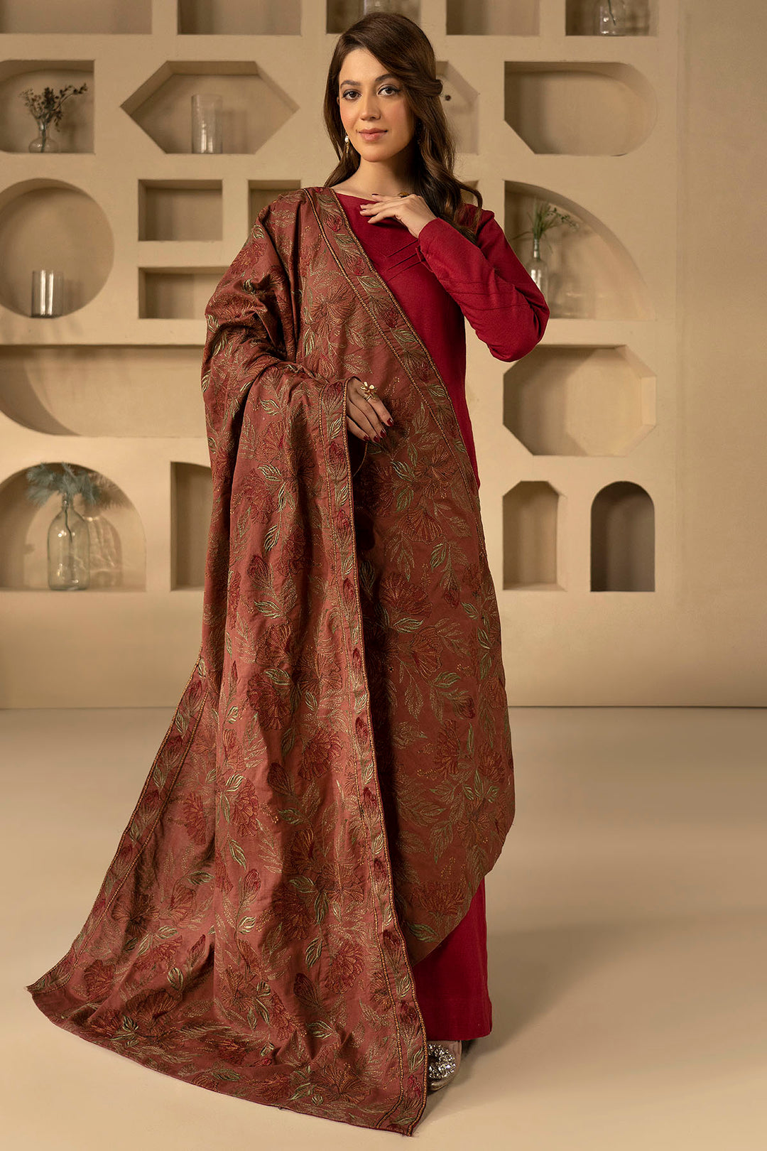 4917-RUHOI EMBROIDERED KHADDAR SHAWL