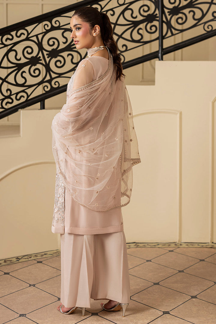 5350-DAISY EMBROIDERED SILK NET STITCHED