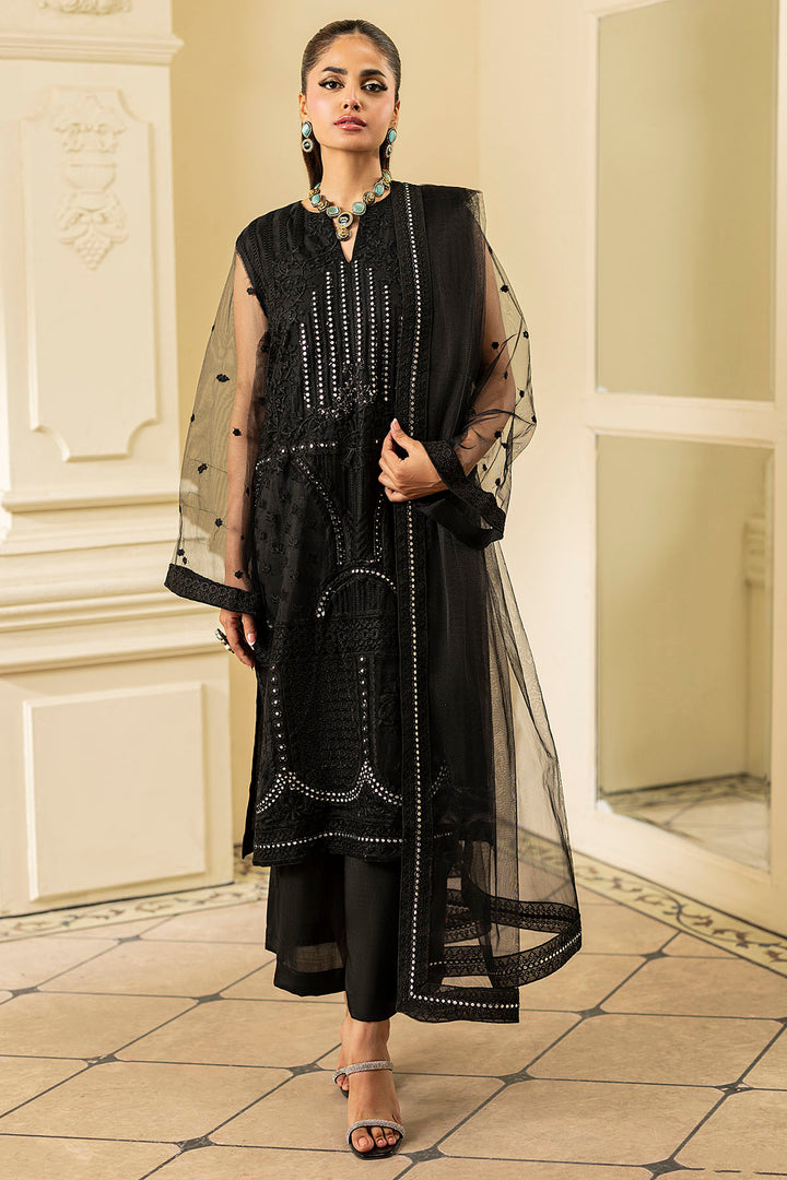 5352-ONYX EMBROIDERED SILK NET STITCHED