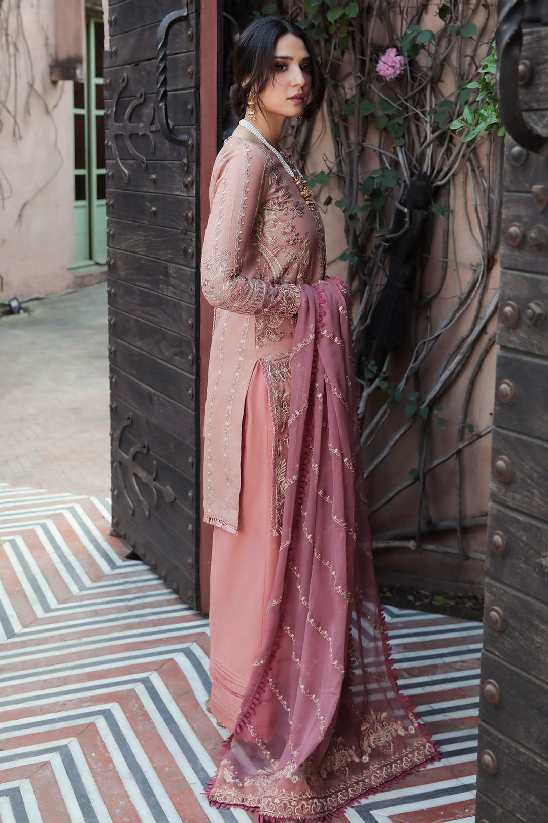 3210-LENTON-ROSE EMBROIDERED LAWN STITCHED