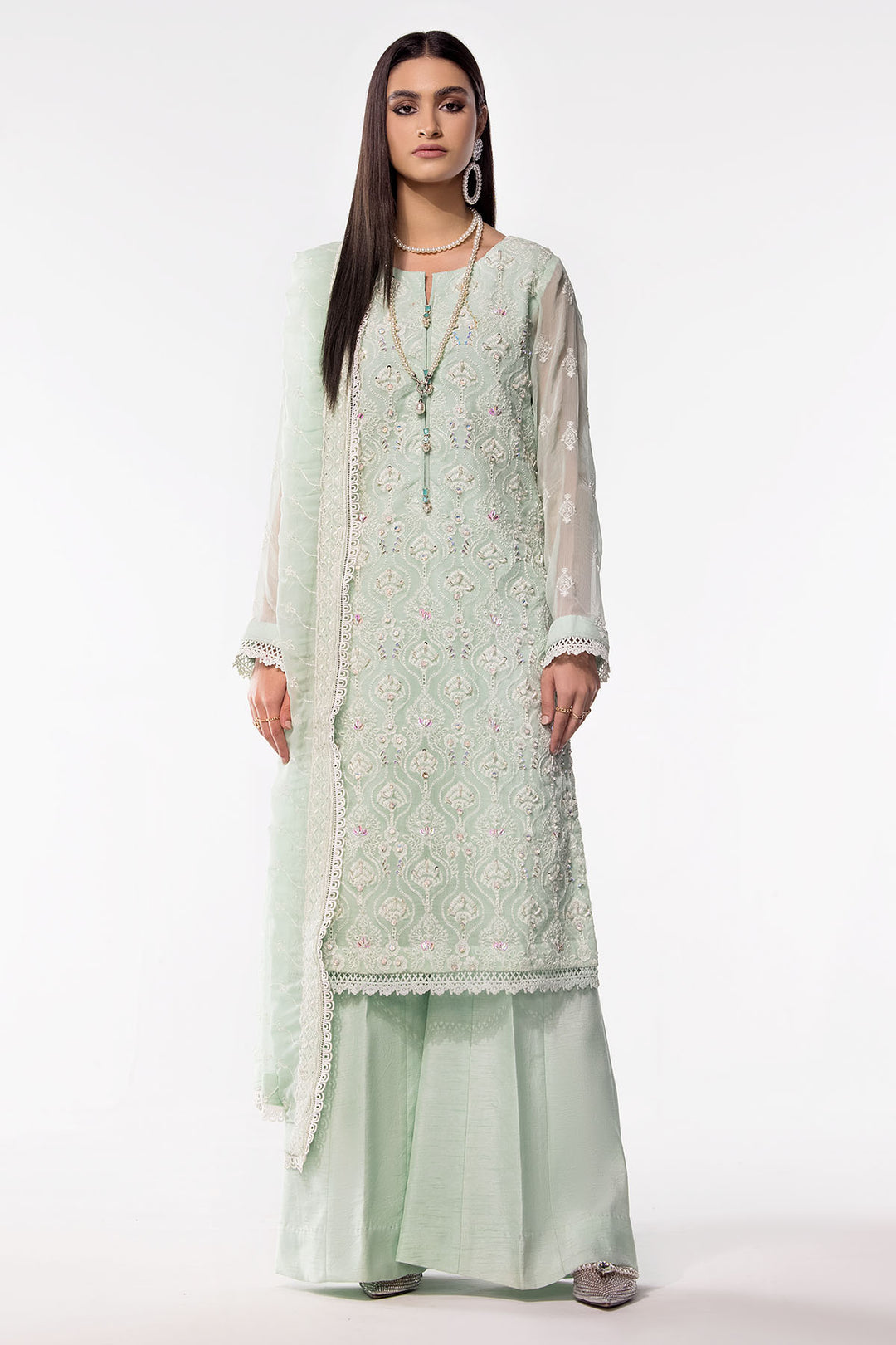 3471-BLUSH EMBROIDERED BEMBERG CHIFFON UNSTITCHED