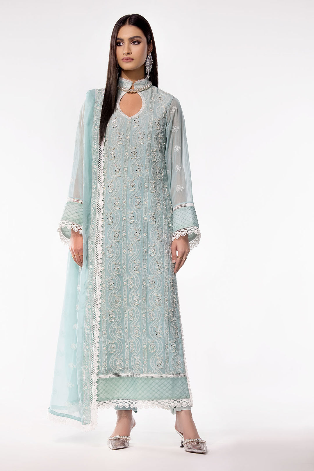 3474-MAYA EMBROIDERED BEMBERG CHIFFON UNSTITCHED