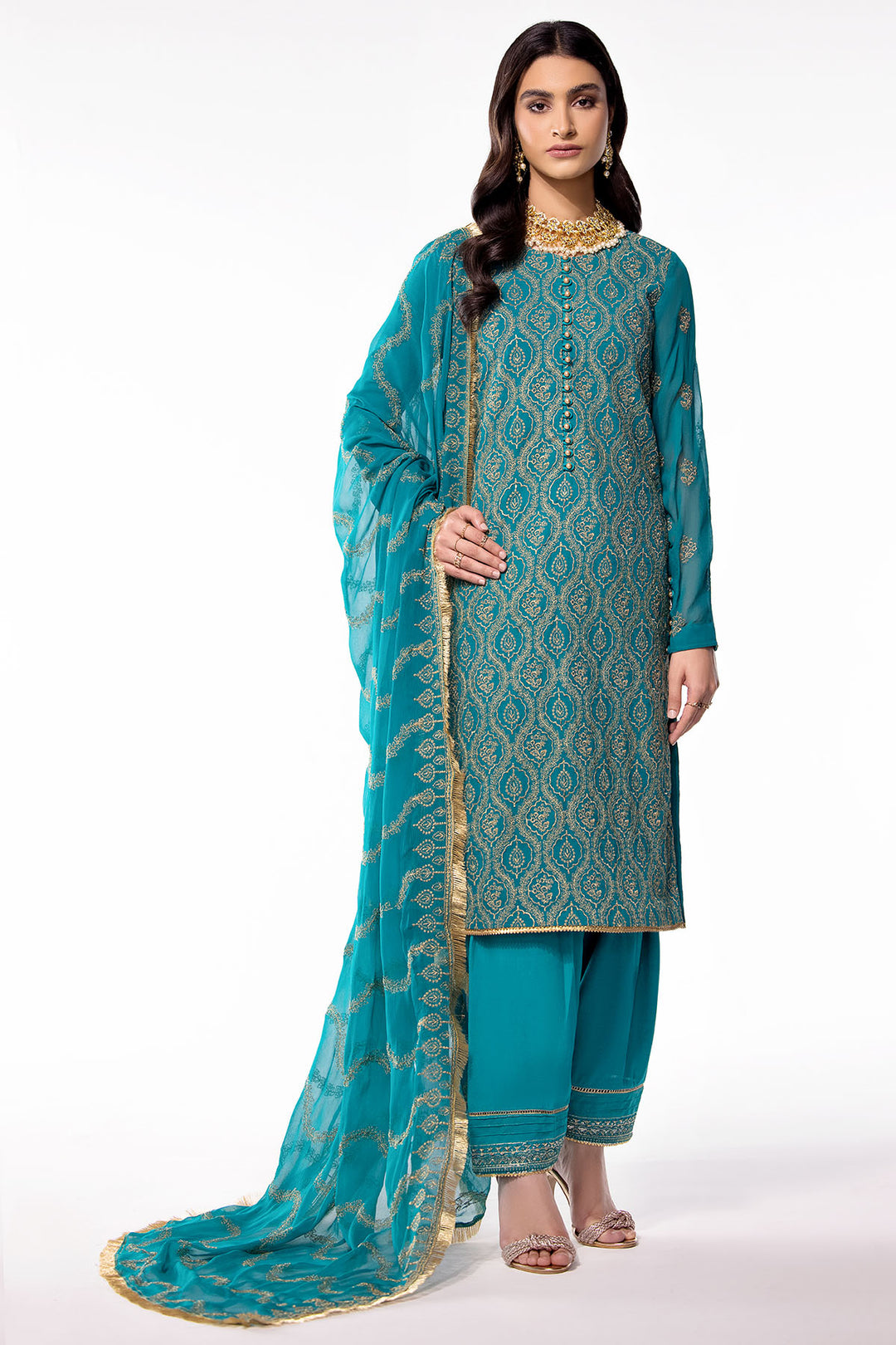 3475-KAYSERI EMBROIDERED BEMBERG CHIFFON UNSTITCHED