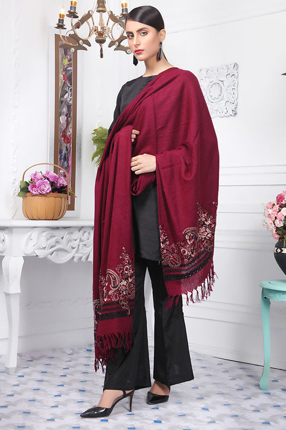 2417-PALATINATE-PURPLE EMBROIDERED WOOL SHAWL