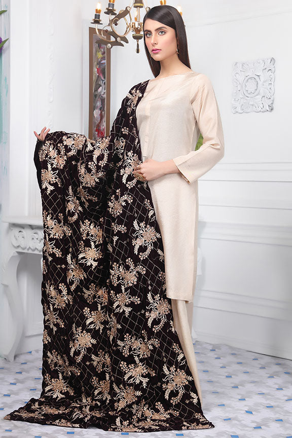 2436-Dark-Violet Embroidered Velvet Shawl – Motifz