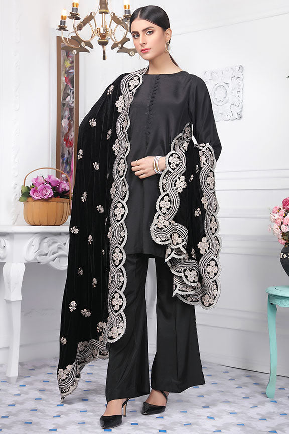 2441-Black-Beauty Embroidered Velvet Shawl – Motifz
