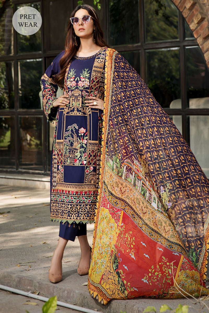 2460-COLD-PURPLE EMBROIDERED LAWN STITCHED