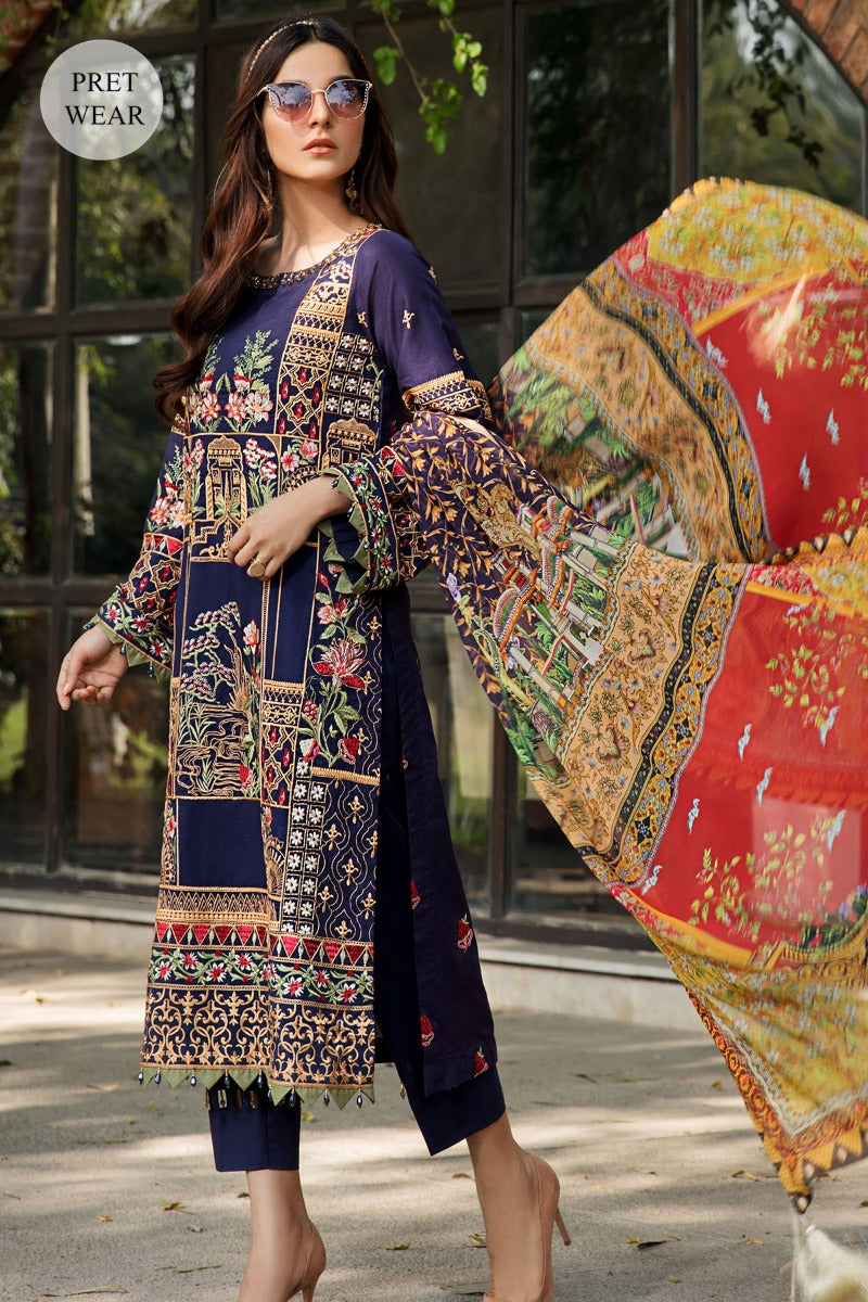 2460-COLD-PURPLE EMBROIDERED LAWN STITCHED