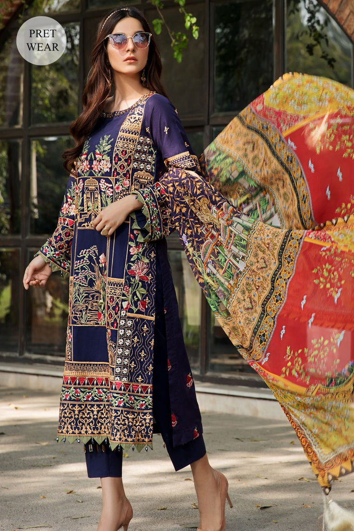 2460-COLD-PURPLE EMBROIDERED LAWN STITCHED