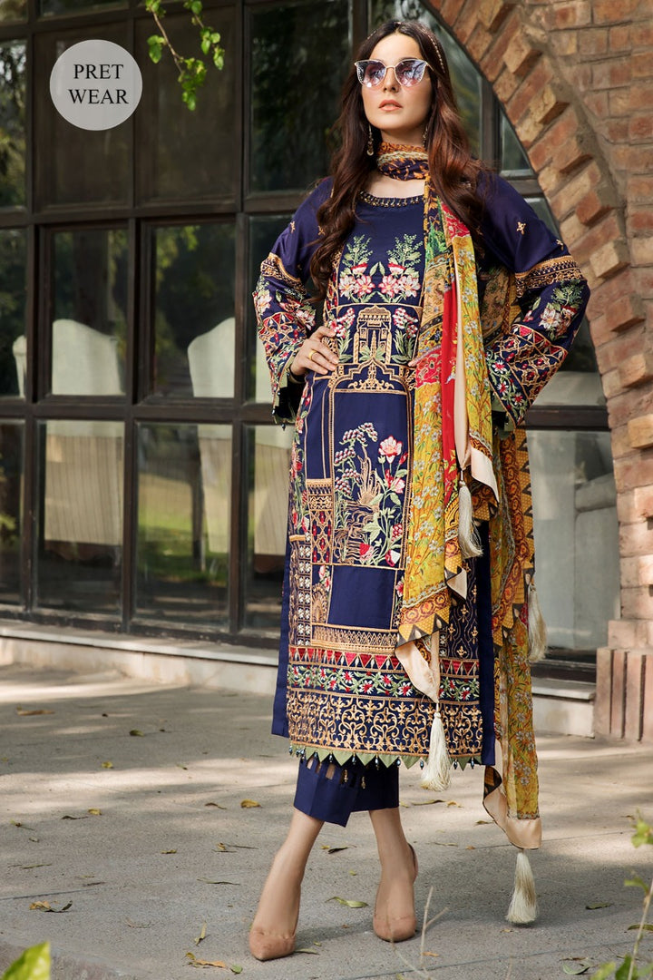 2460-COLD-PURPLE EMBROIDERED LAWN STITCHED