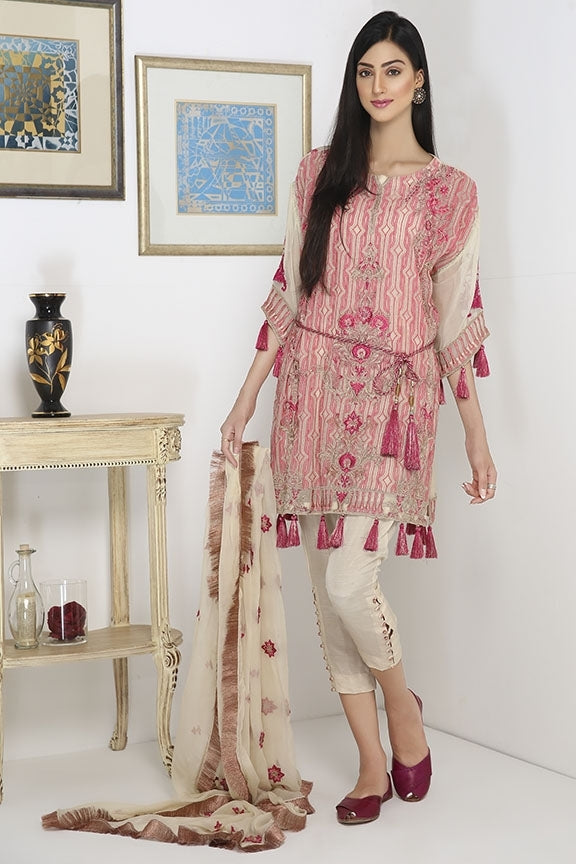 1731-OFF-WHITE EMBROIDERED CRINKLE CHIFFON UNSTITCHED