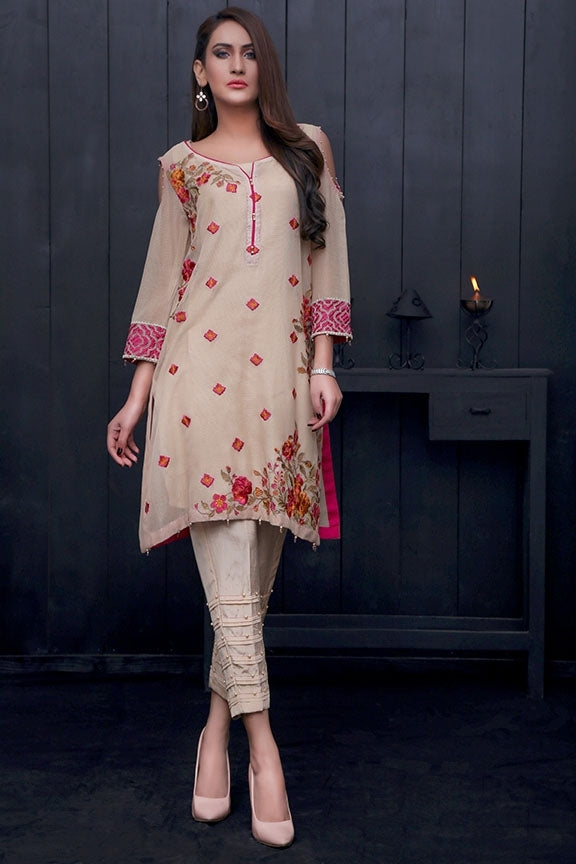 1737-SKIN EMBROIDERED COTTON NET UNSTITCHED