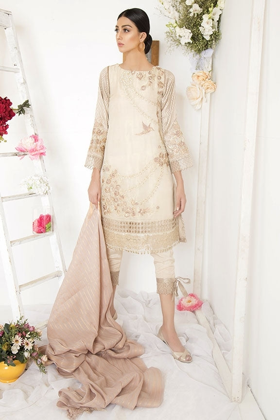 1859-GOLD EMBROIDERED JAMAVAR UNSTITCHED