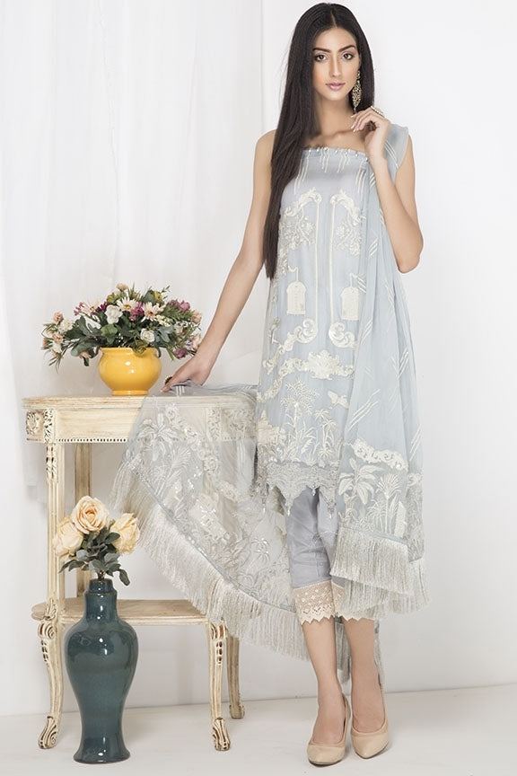 2101-LIGHT-GREY EMBROIDERED CRINKLE CHIFFON UNSTITCHED