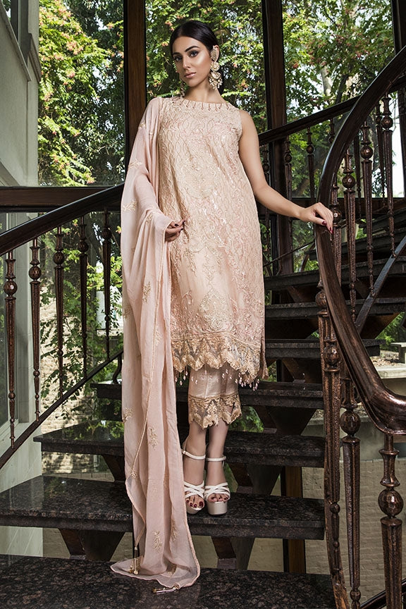 2120-NUDE-PINK EMBROIDERED BEMBERG CHIFFON UNSTITCHED