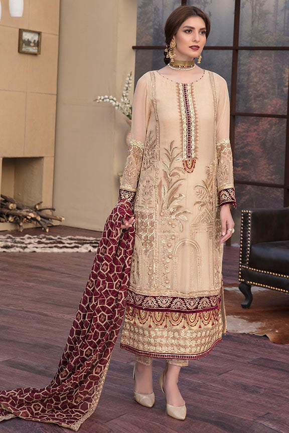 2139-ALMOND-CREAM EMBROIDERED CRINKLE CHIFFON UNSTITCHED