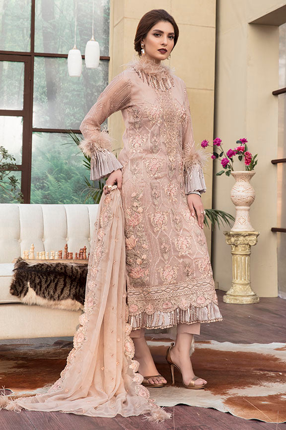 2142-MINK-GARDEN EMBROIDERED CRINKLE CHIFFON UNSTITCHED