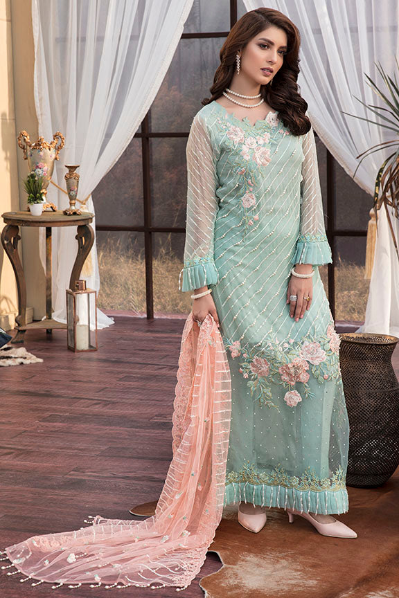 white christmas dresses Buy Pakistani Crinkle Chiffon Dress with Embroidery – Nameera by Farooq main image 0