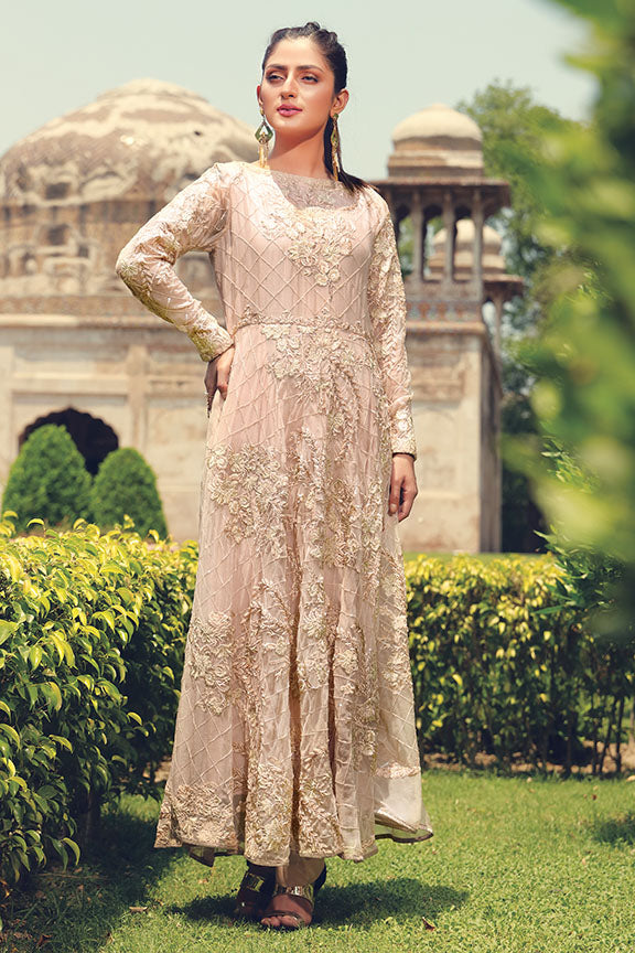 2200-POWDER-PEACH EMBROIDERED BEMBERG CHIFFON STITCHED