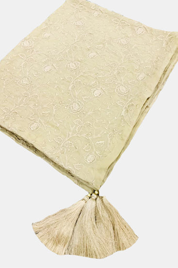 2325 BEIGE EMBROIDERED CHIFFON SHAWL