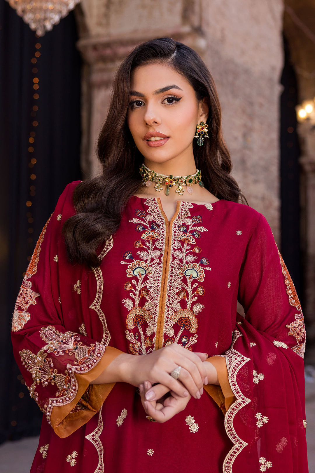3377-Ethnic Embroidered Cotton Net Stitched – Motifz