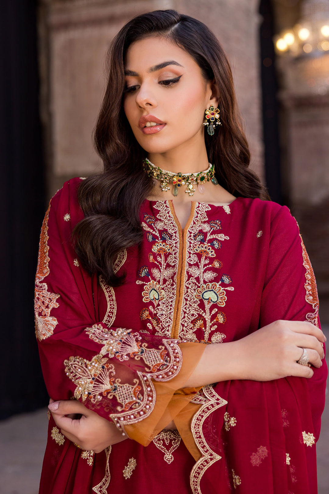 3377-Ethnic Embroidered Cotton Net Stitched Motifz 3377-Ethnic Embroidered Cotton Net Stitched Motifz