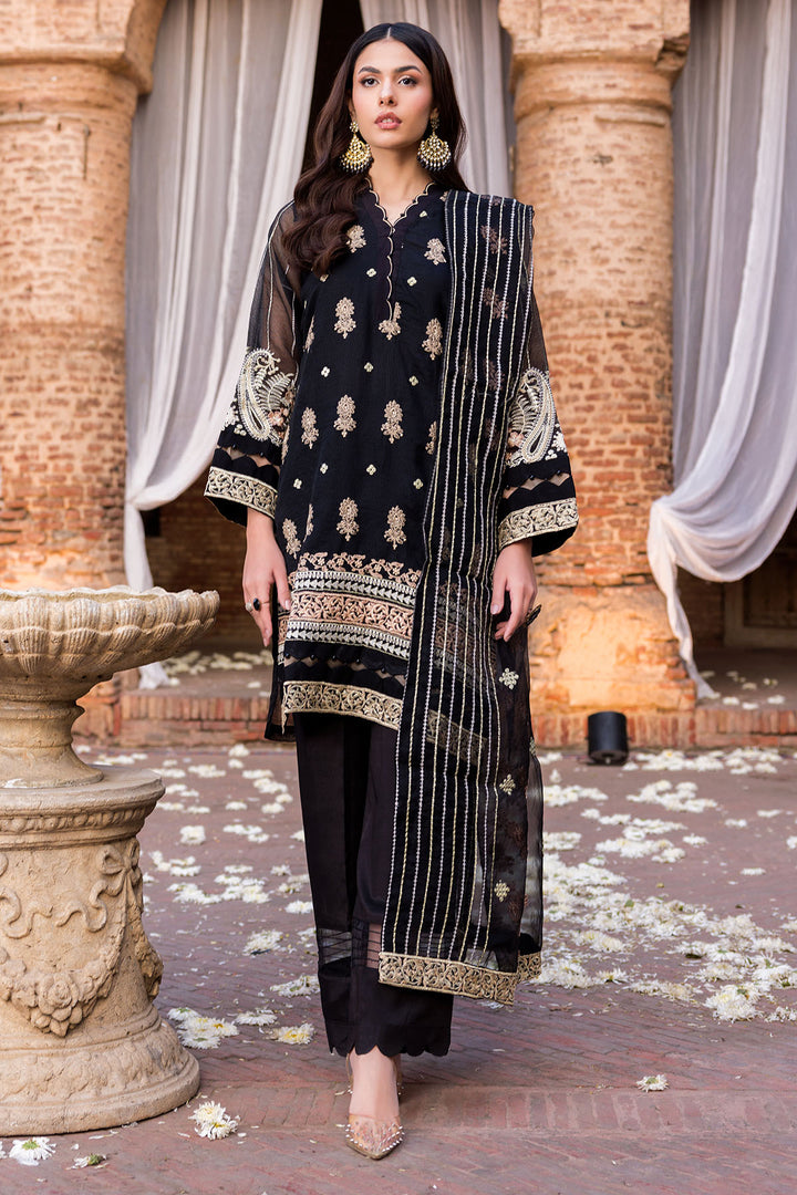 3573-ELEGANCE EMBROIDERED SILK NET STITCHED