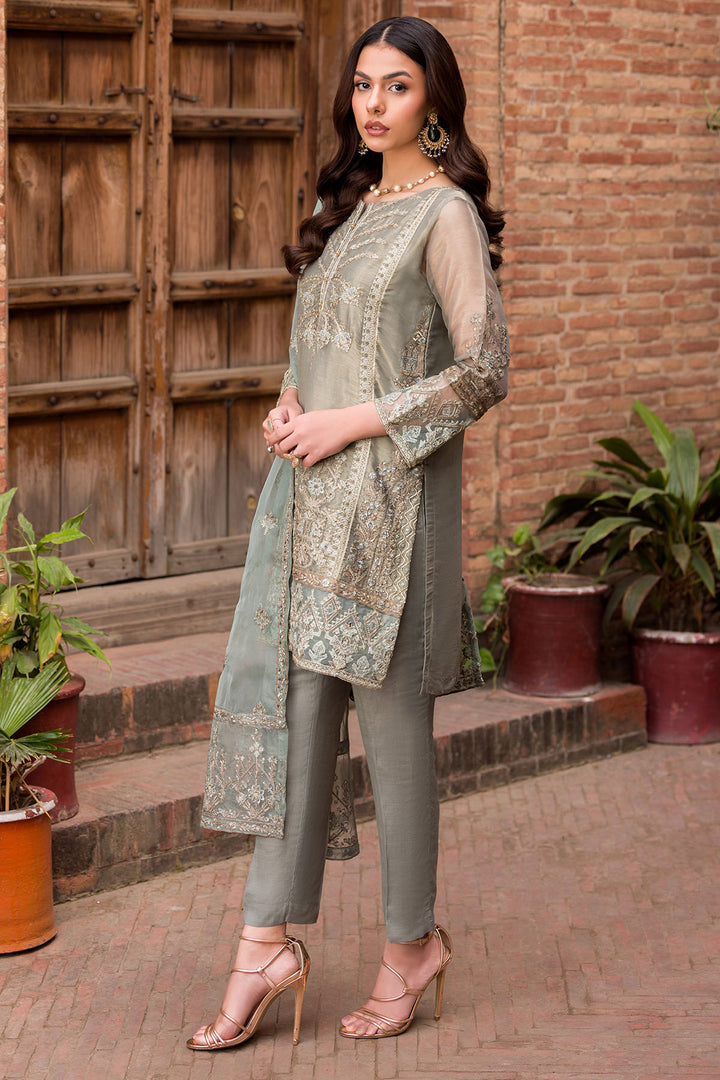 3579-BLISSFUL EMBROIDERED SILK NET STITCHED