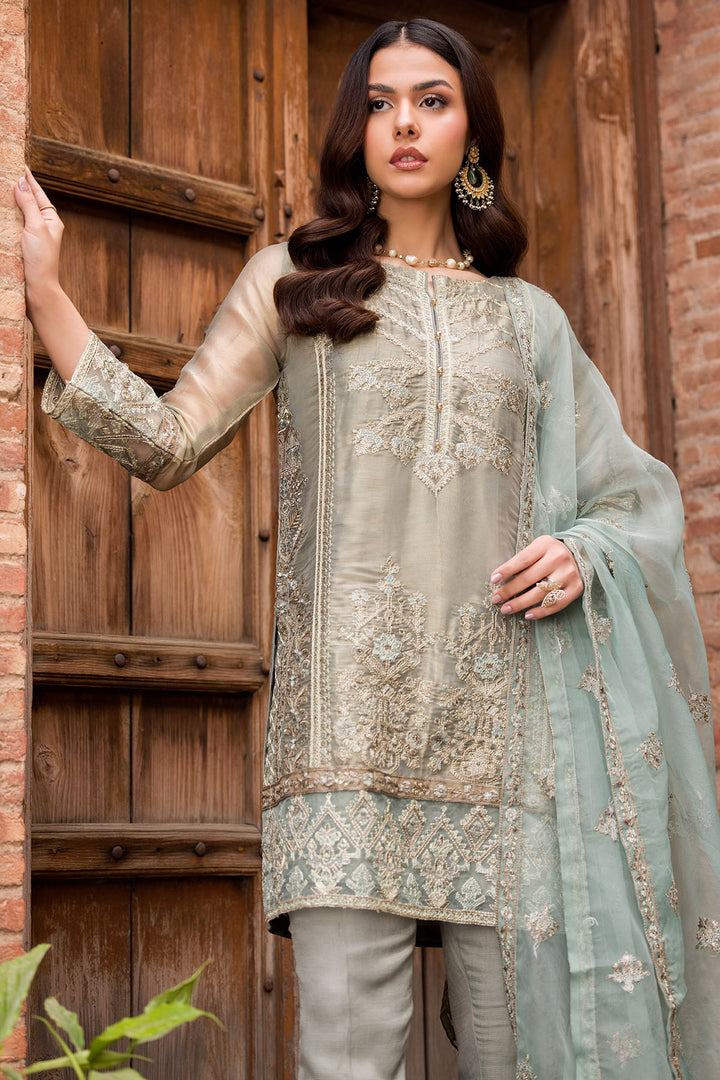3579-BLISSFUL EMBROIDERED SILK NET STITCHED