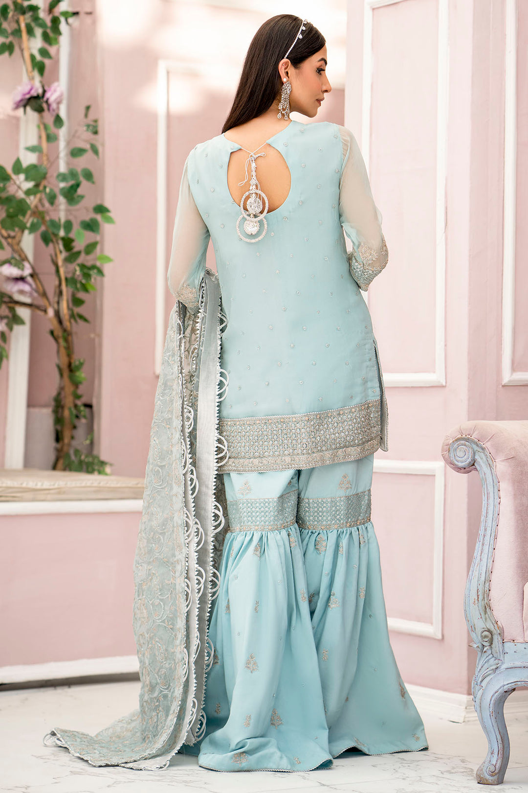 4112-ZEL EMBROIDERED BEMBERG CHIFFON UNSTITCHED