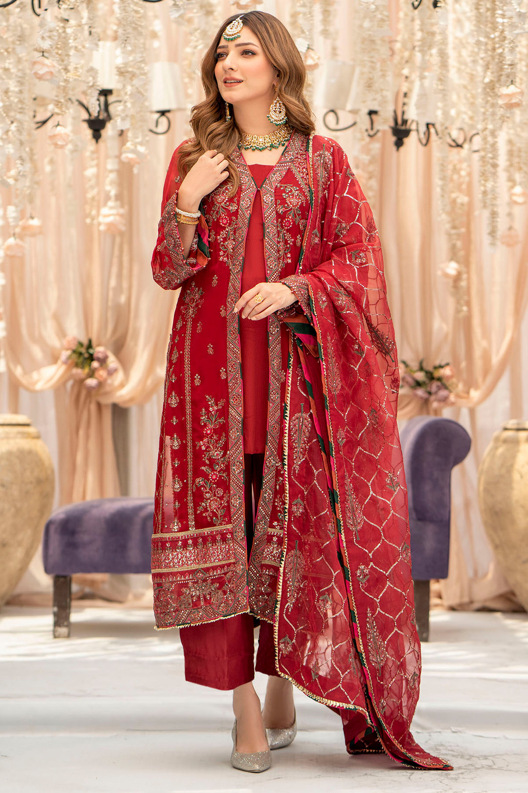4116-YAREN EMBROIDERED BEMBERG CHIFFON UNSTITCHED