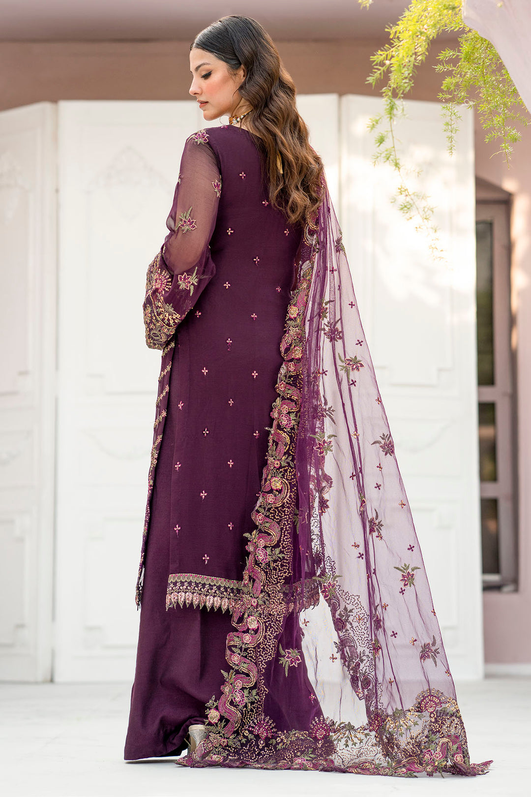 4118-CLAUDIA EMBROIDERED BEMBERG CHIFFON UNSTITCHED