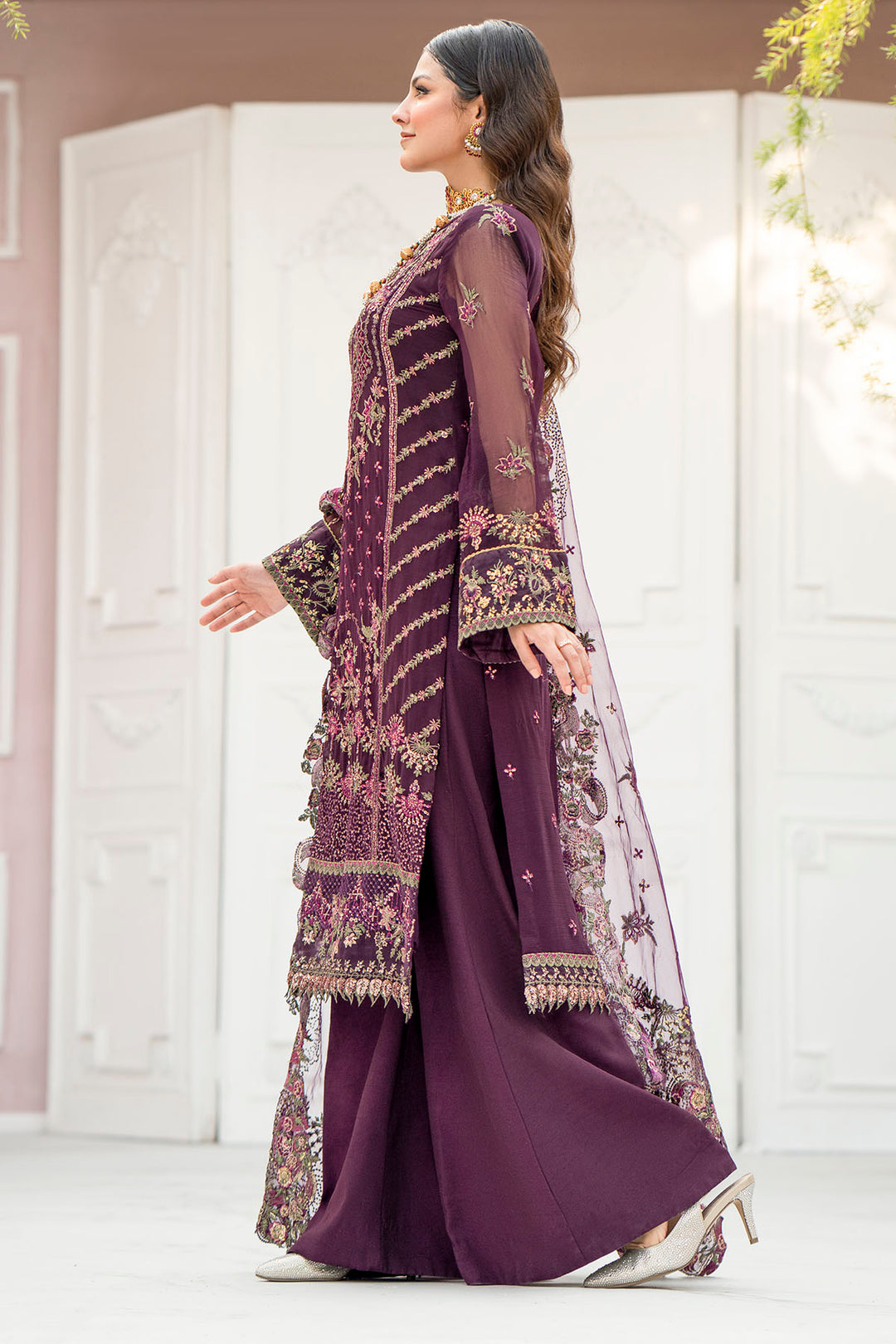 4118-CLAUDIA EMBROIDERED BEMBERG CHIFFON UNSTITCHED
