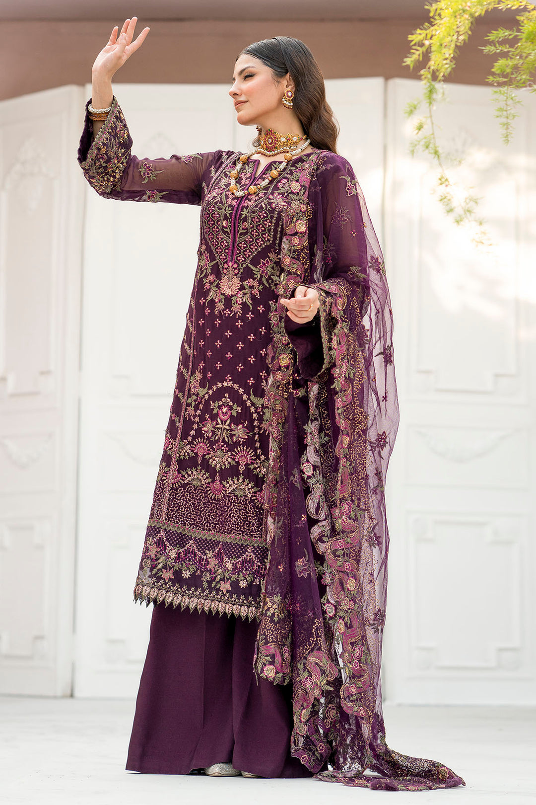 4118-CLAUDIA EMBROIDERED BEMBERG CHIFFON UNSTITCHED