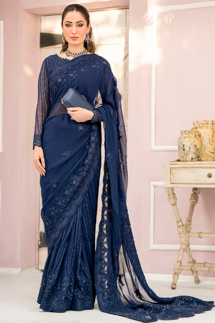 4120-CASPARA EMBROIDERED BEMBERG CHIFFON UNSTITCHED