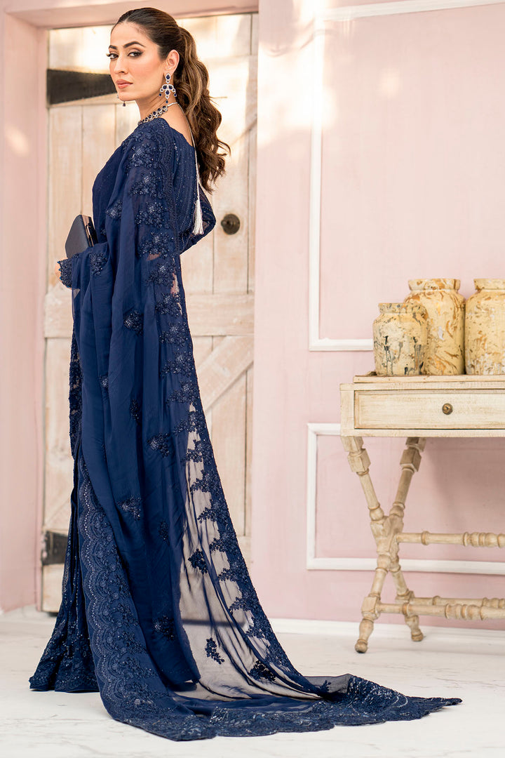 4120-CASPARA EMBROIDERED BEMBERG CHIFFON UNSTITCHED