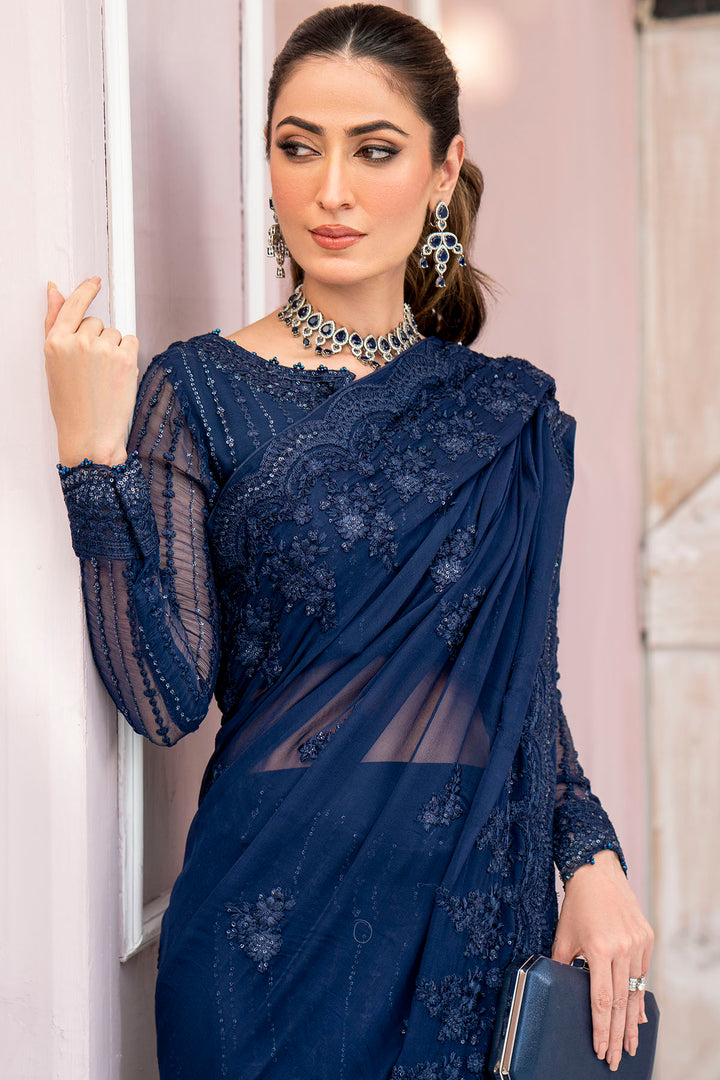 4120-CASPARA EMBROIDERED BEMBERG CHIFFON UNSTITCHED