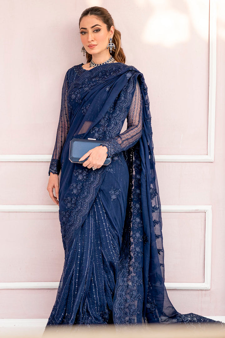 4120-CASPARA EMBROIDERED BEMBERG CHIFFON UNSTITCHED