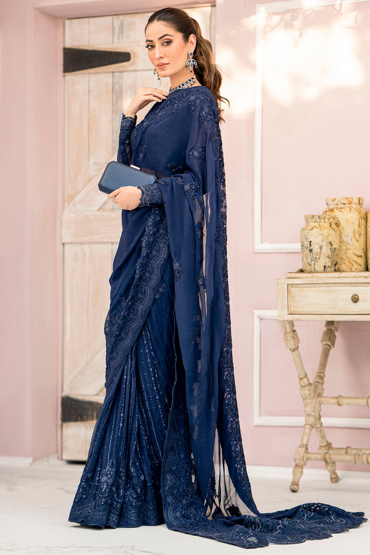 4120-CASPARA EMBROIDERED BEMBERG CHIFFON UNSTITCHED