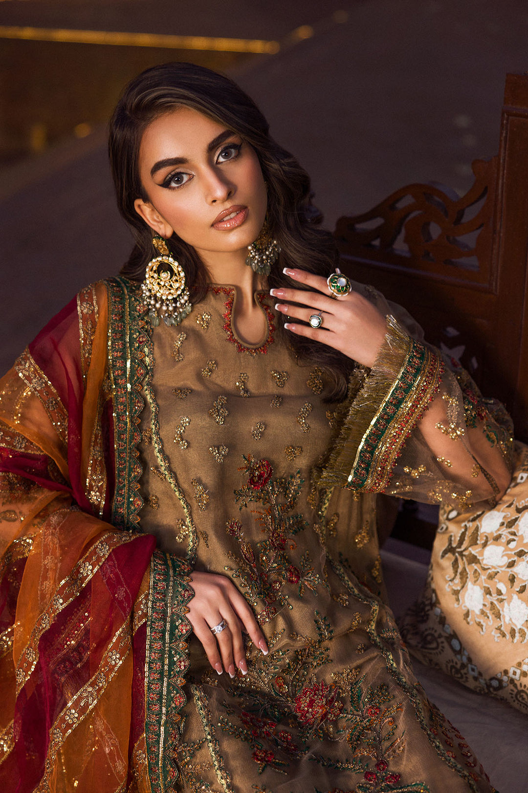 4124-MEHAR EMBROIDERED SILK NET UNSTITCHED