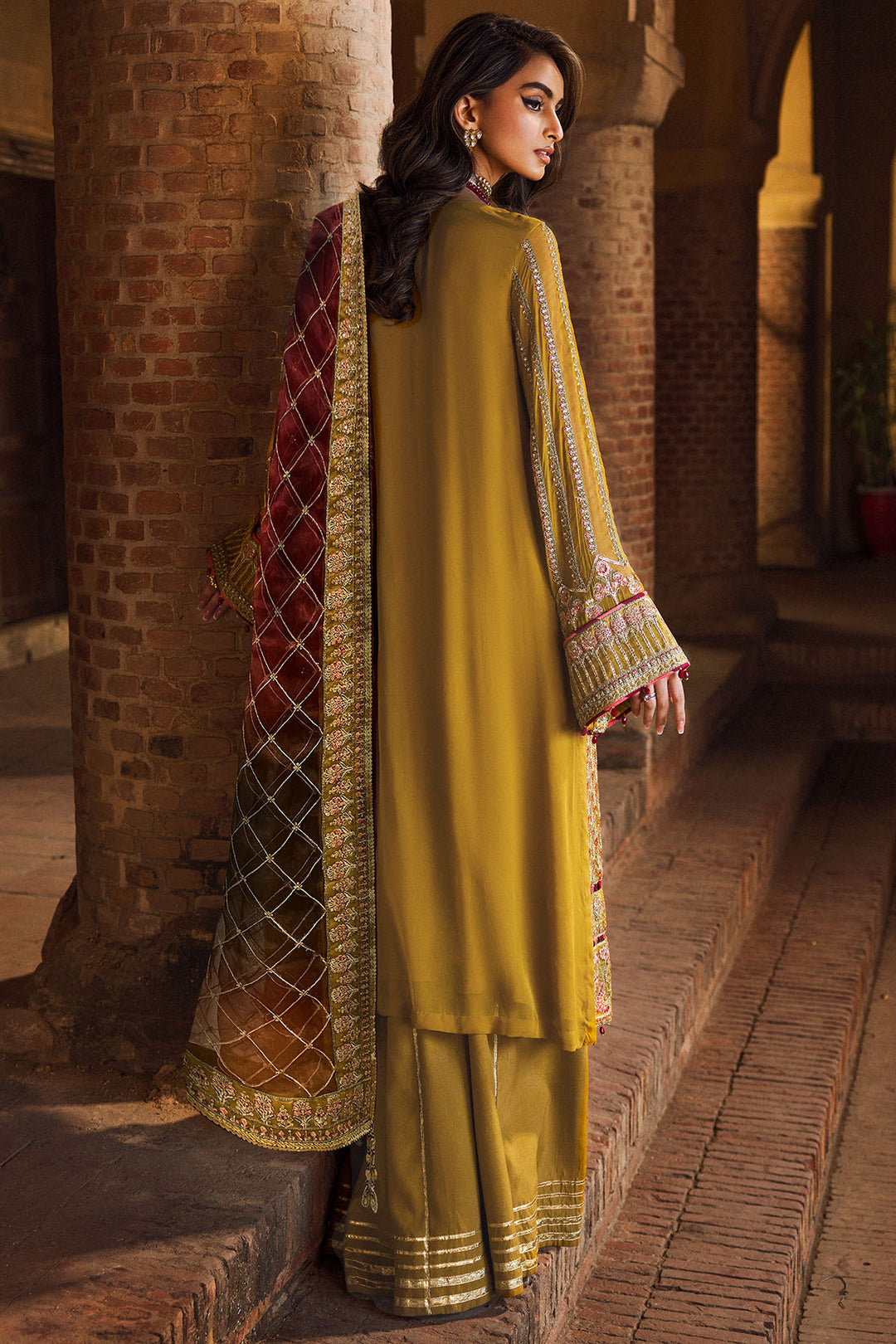 4129-BAKHTAWAR EMBROIDERED BEMBERG CHIFFON STITCHED