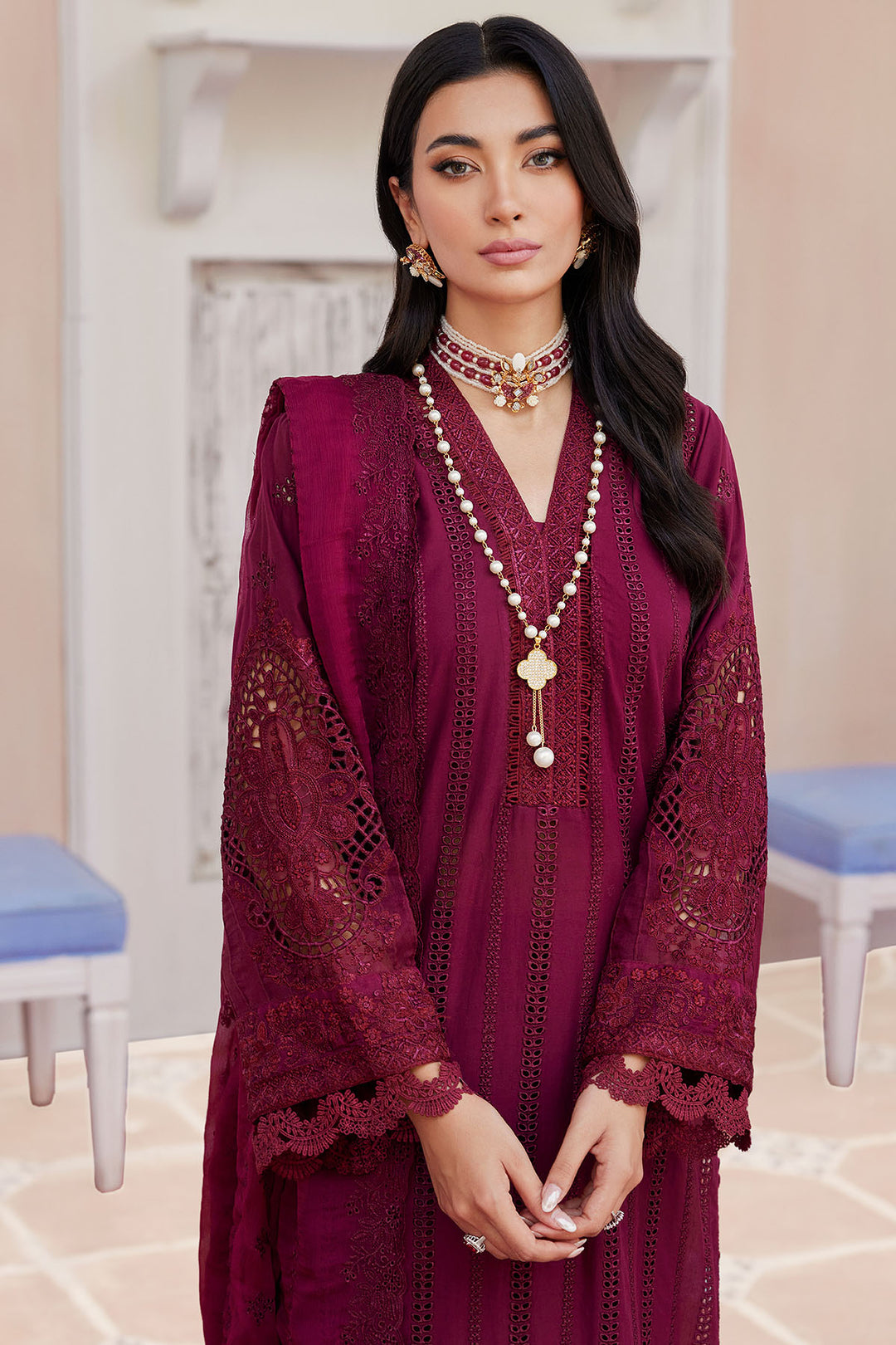 4135-ROSALIE EMBROIDERED LAWN STITCHED