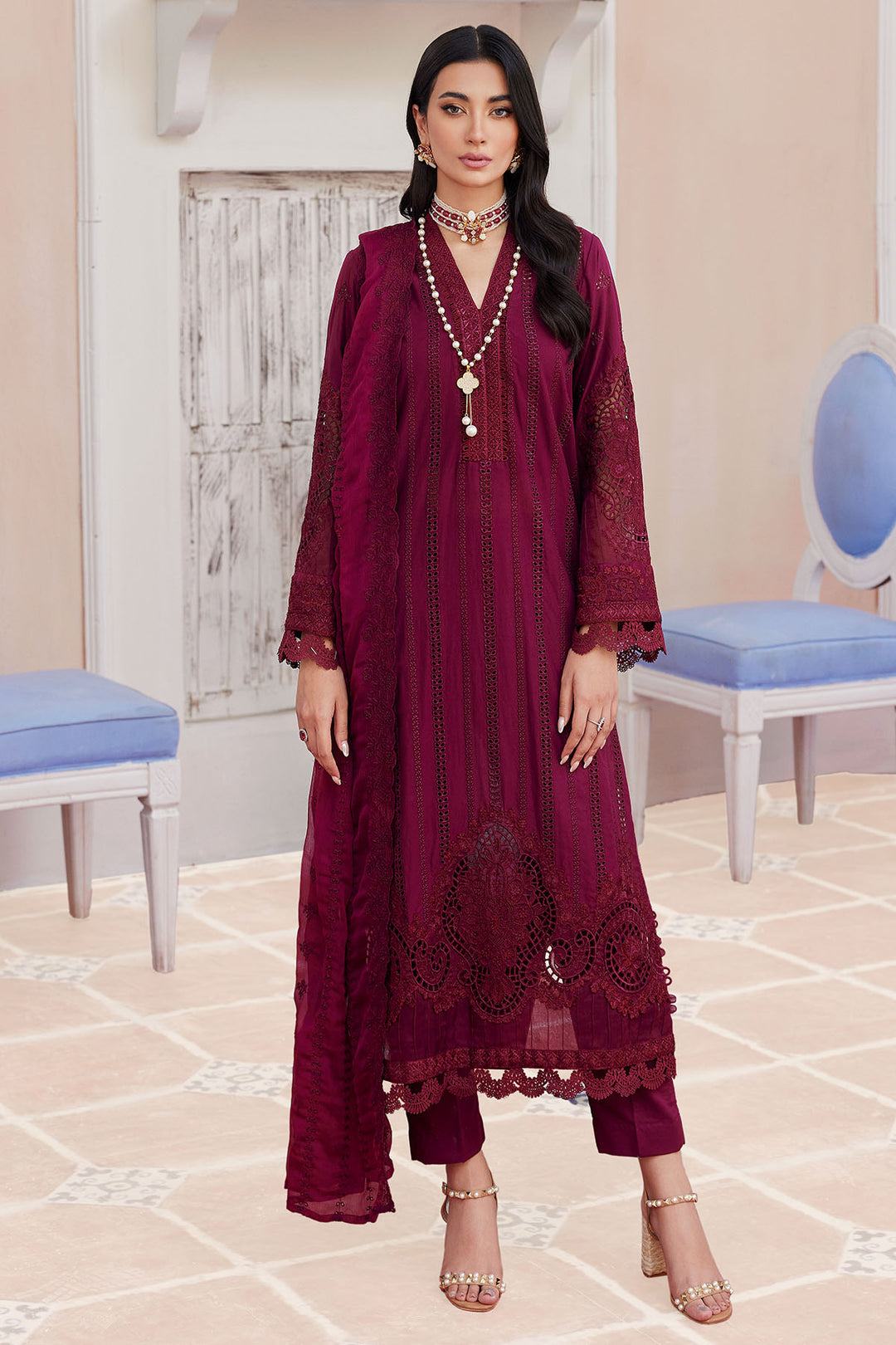 4135-ROSALIE EMBROIDERED LAWN STITCHED