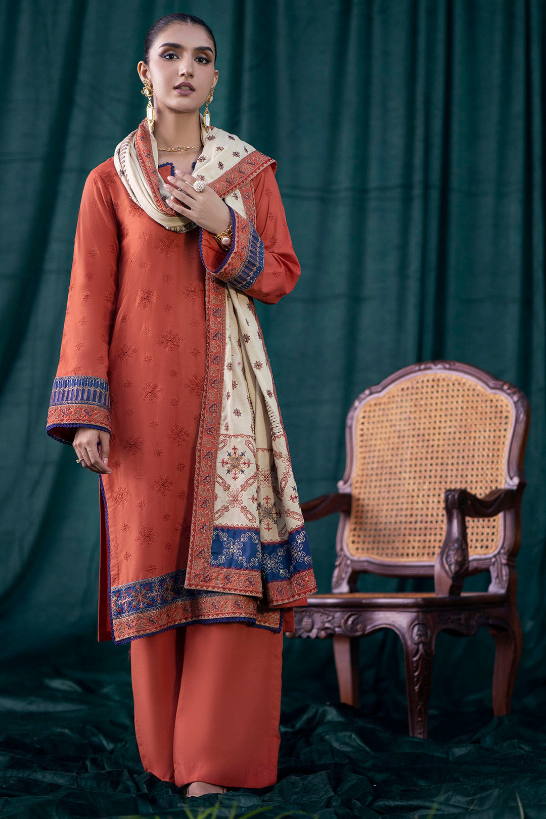 4351-RUMI EMBROIDERED KHADDAR UNSTITCHED